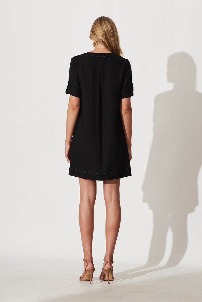 Jillian Dress In Black Linen Cotton Blend - back