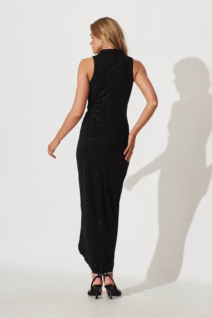 Amandie Maxi Dress In Black Glitter - back