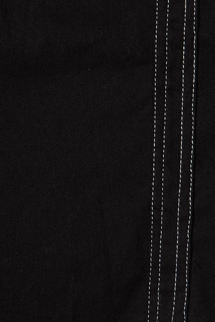 Soho Shirt Dress In Black Cotton Blend - fabric