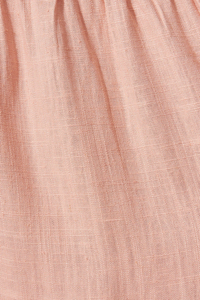 Marvela Midi Shirt Dress In Blush Linen Blend - fabric