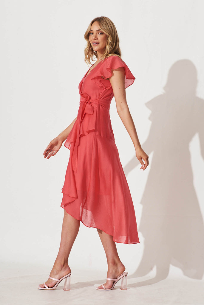 Cheerful Midi Dress In Raspberry - side