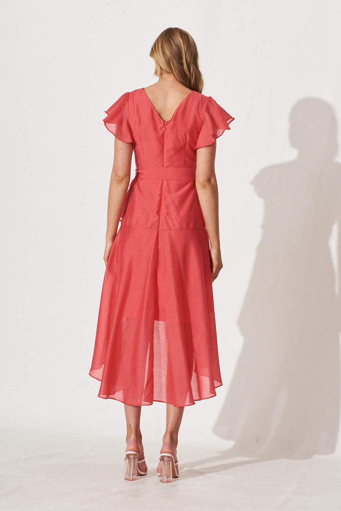 Cheerful Midi Dress In Raspberry - back