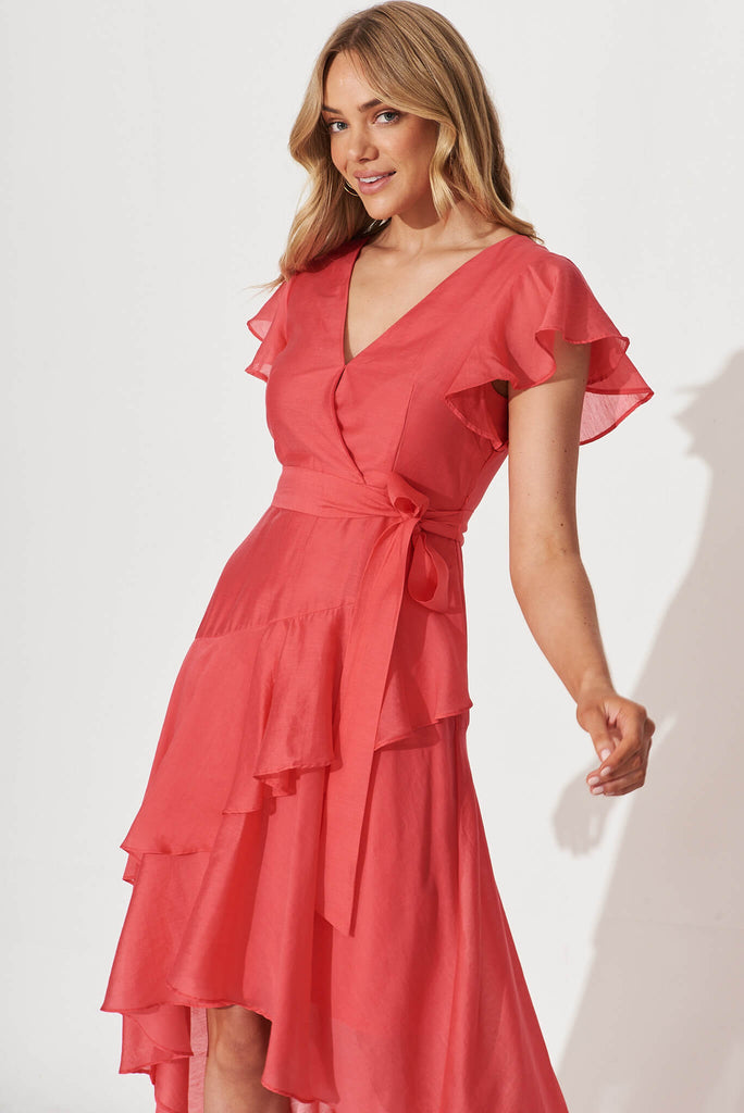 Cheerful Midi Dress In Raspberry - front