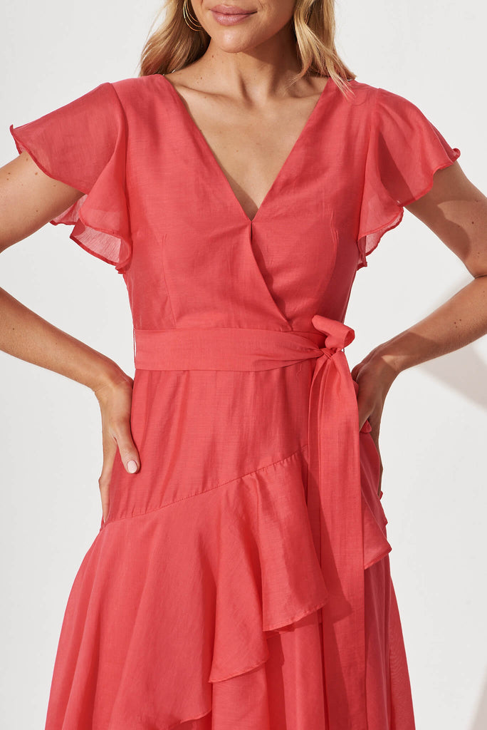 Cheerful Midi Dress In Raspberry - detail