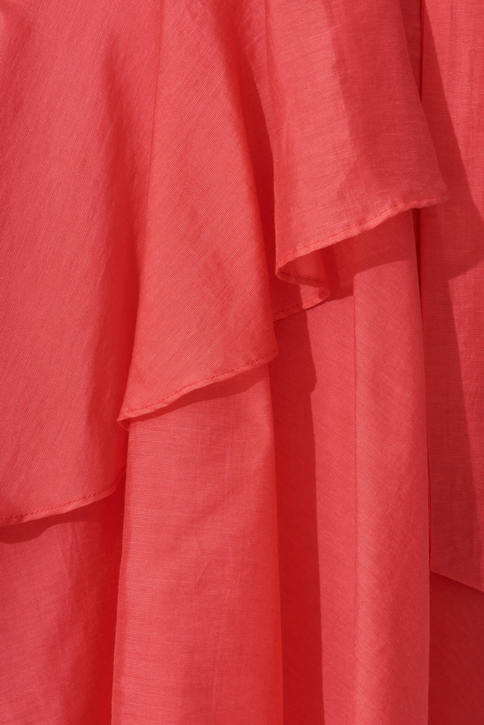 Cheerful Midi Dress In Raspberry - fabric