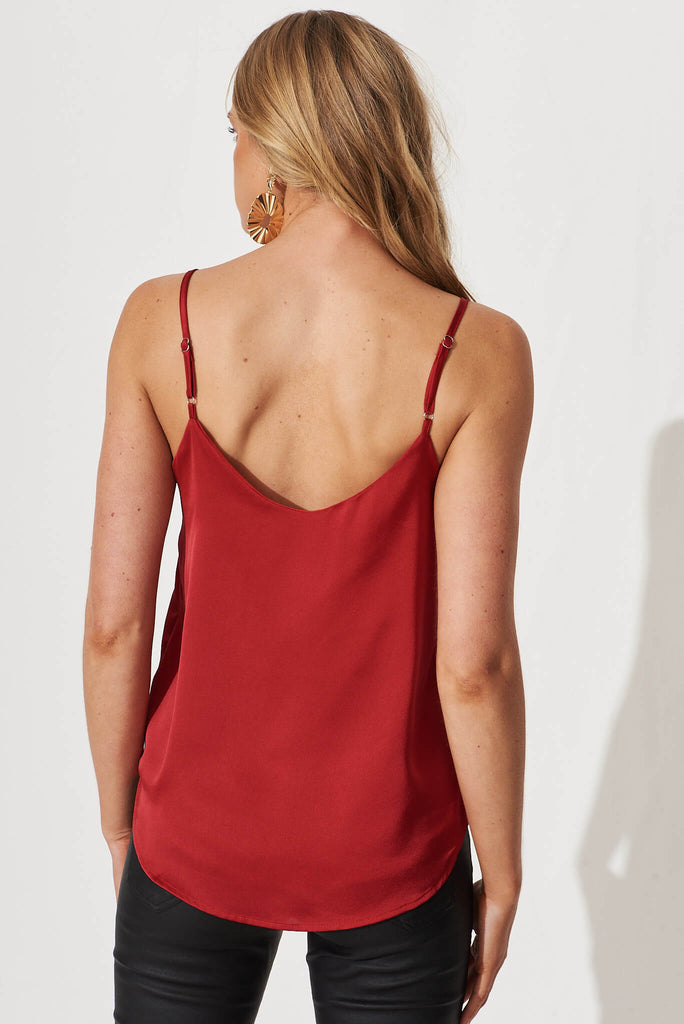 Manthis Cami Top In Red Satin - back