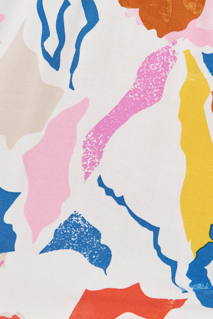 Lovebird Playsuit In White With Bright Multi Floral - fabric