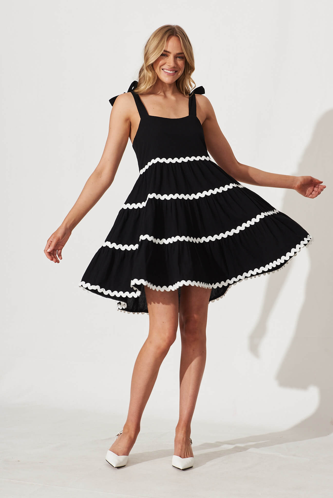 Claus Dress In Black With White Ric Rac Trim Cotton – St Frock