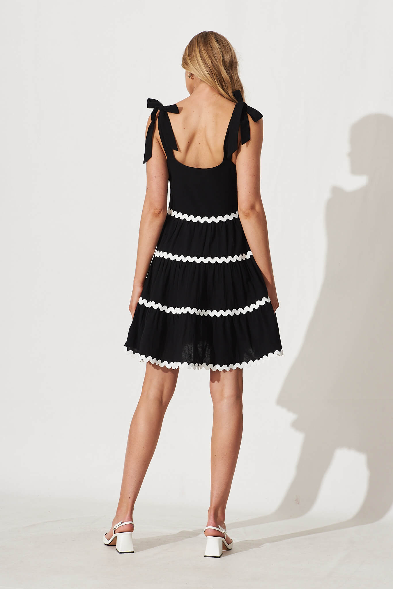 Claus Dress In Black With White Ric Rac Trim Cotton St Frock Claus Dress In Black With White Ric Rac Trim Cotton St Frock