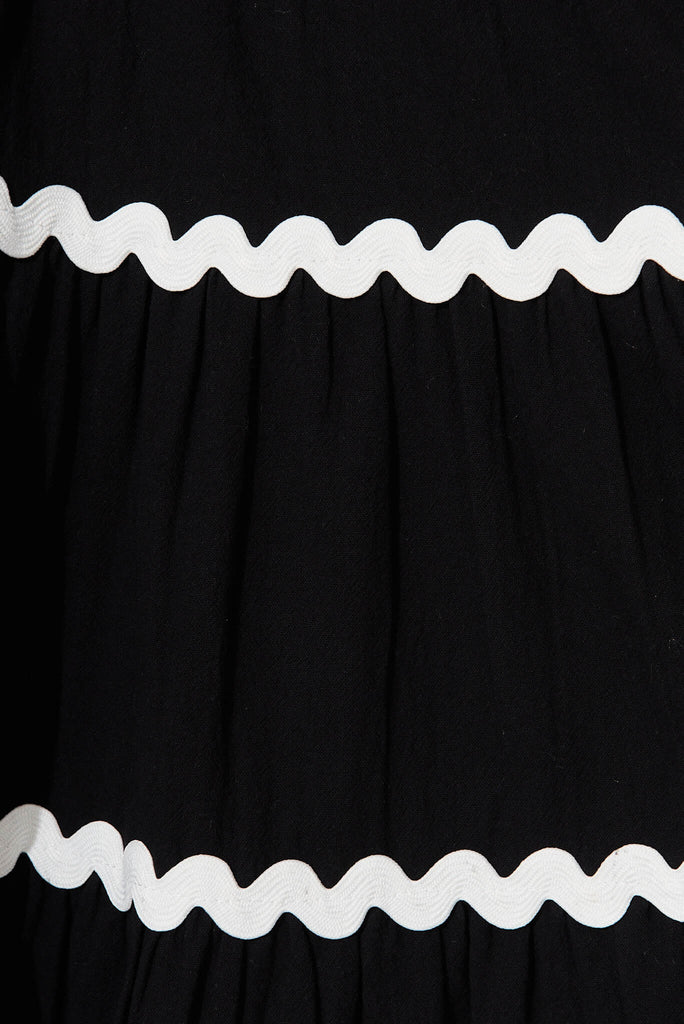 Claus Dress In Black With White Ric Rac Trim Cotton - fabric