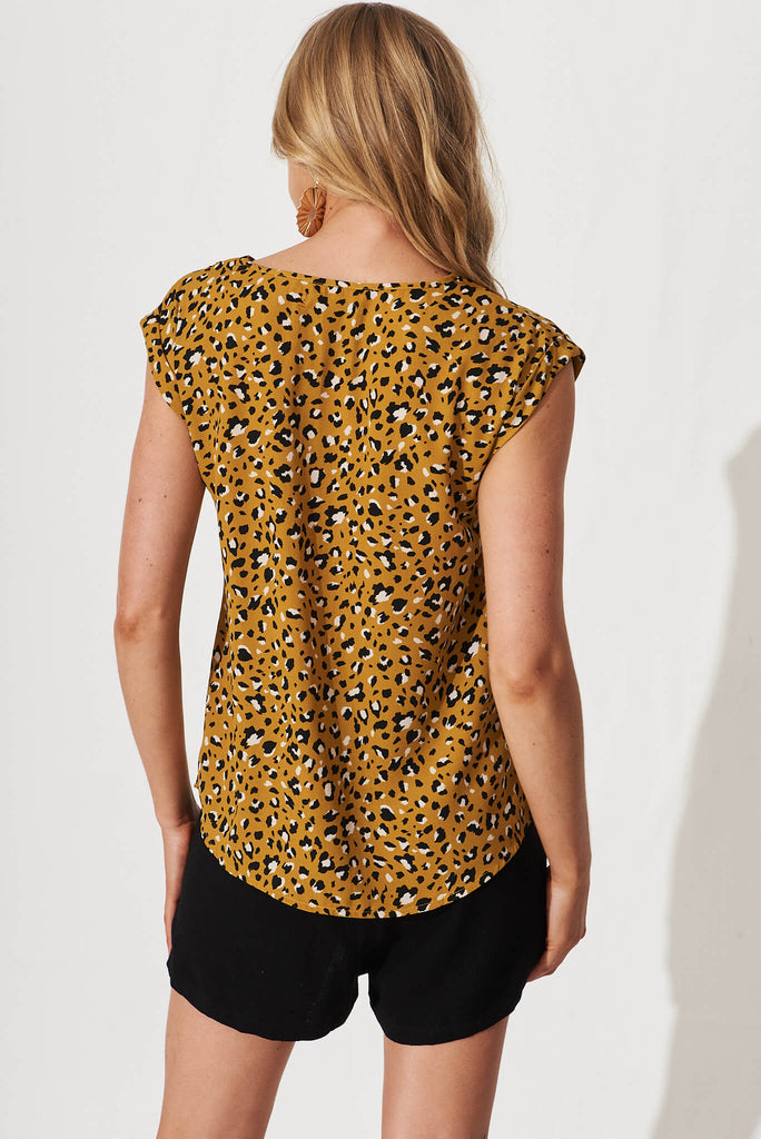 Rejina Top In Mustard Leopard Print - back