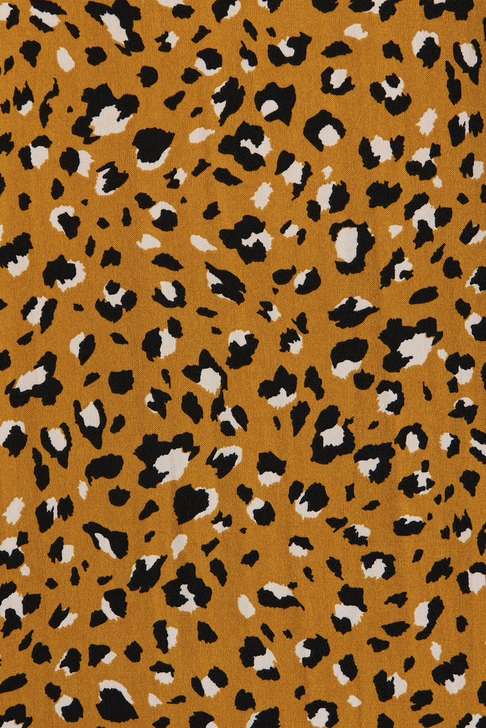 Rejina Top In Mustard Leopard Print - fabric