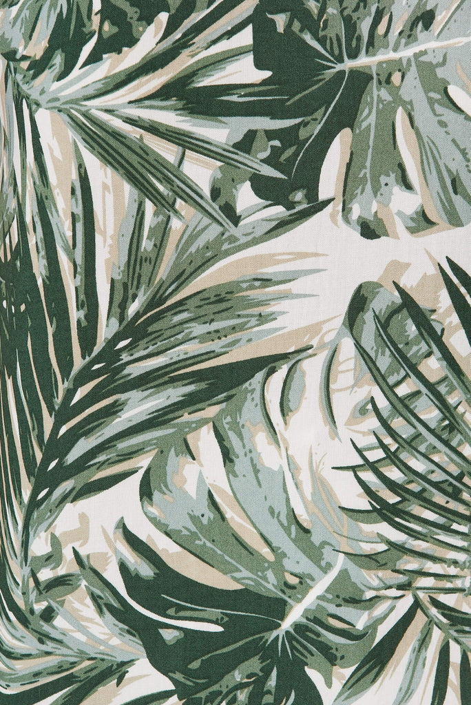 Reji Top In Green Leaf Print - fabric