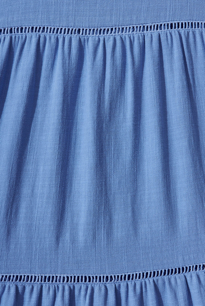 Shonda Midi Dress In Blue Linen Blend - fabric