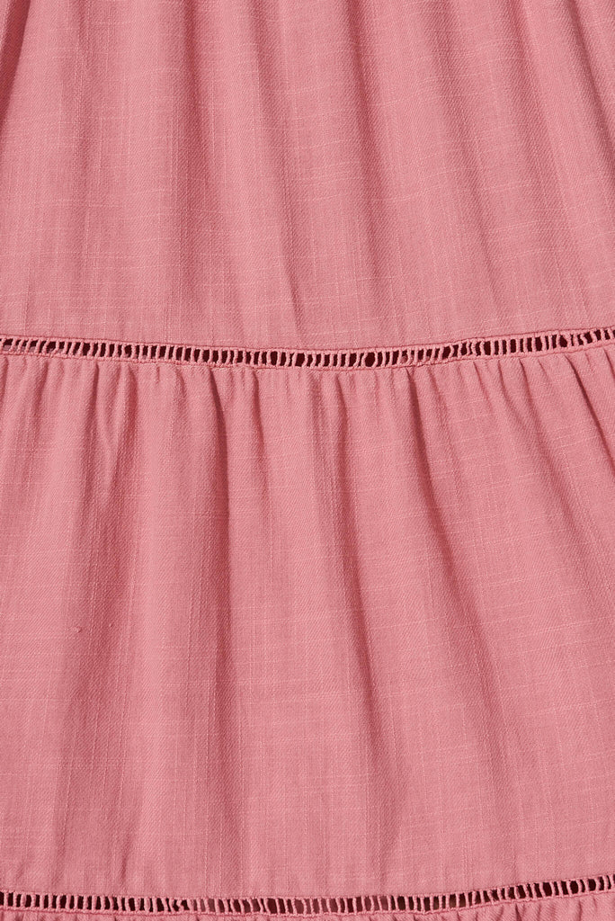 Shonda Midi Dress In Rose Linen Blend - fabric