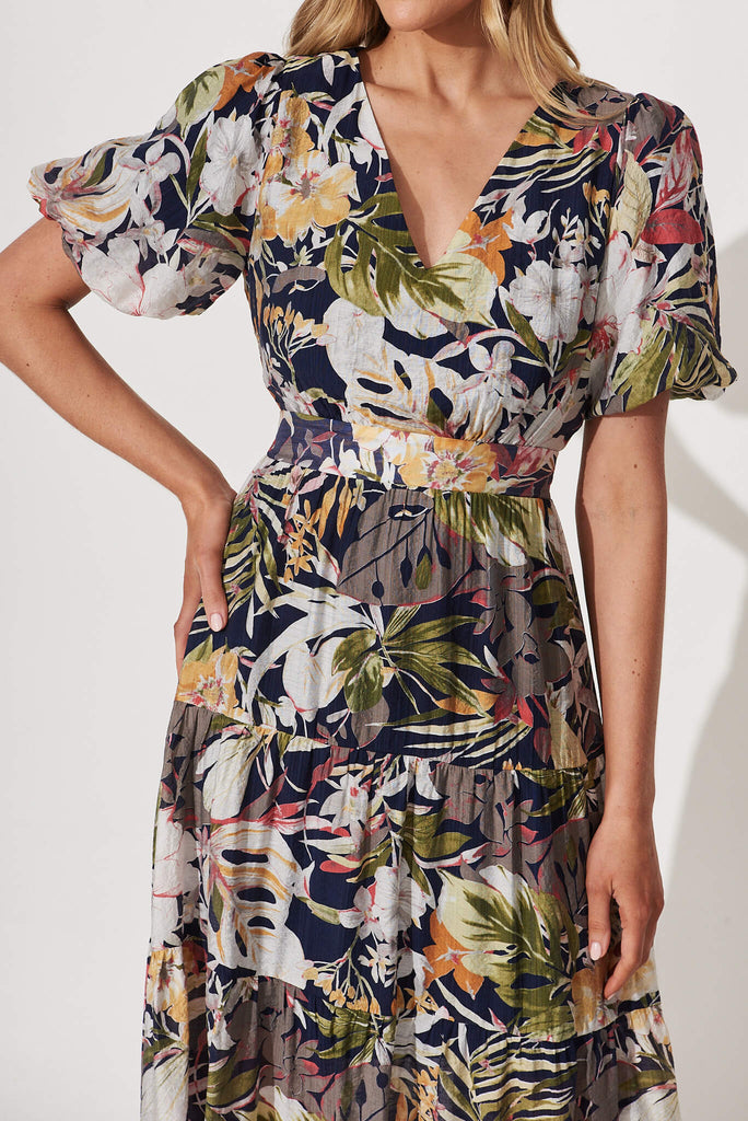 Naomy Maxi Dress In Navy Floral - detail