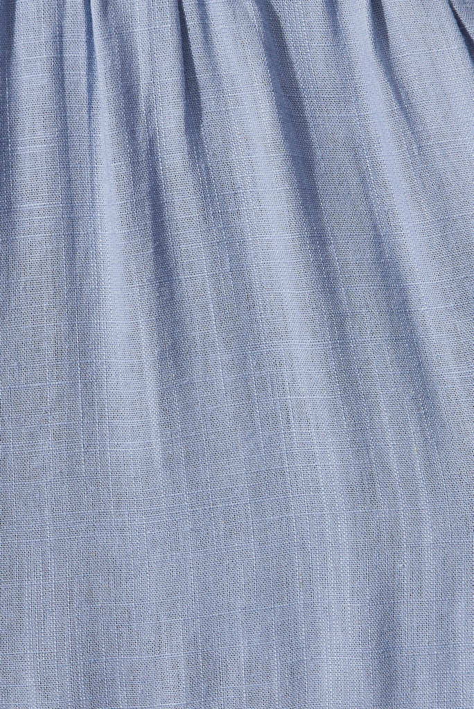 Marvela Midi Shirt Dress In Sky Blue Linen Blend - fabric