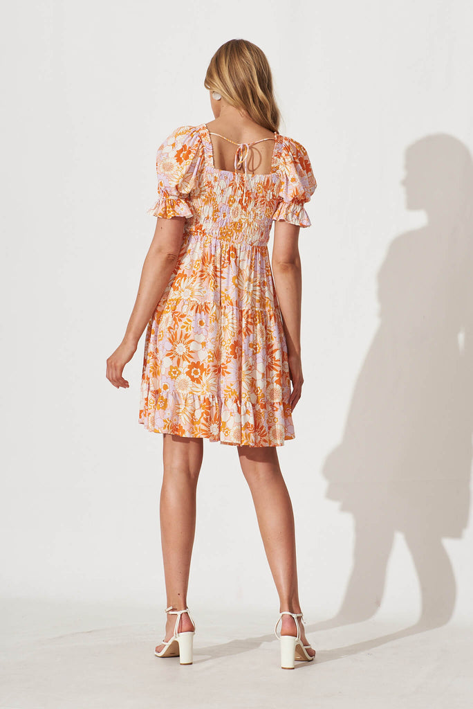 Maison Dress In Pink With Orange Floral - back