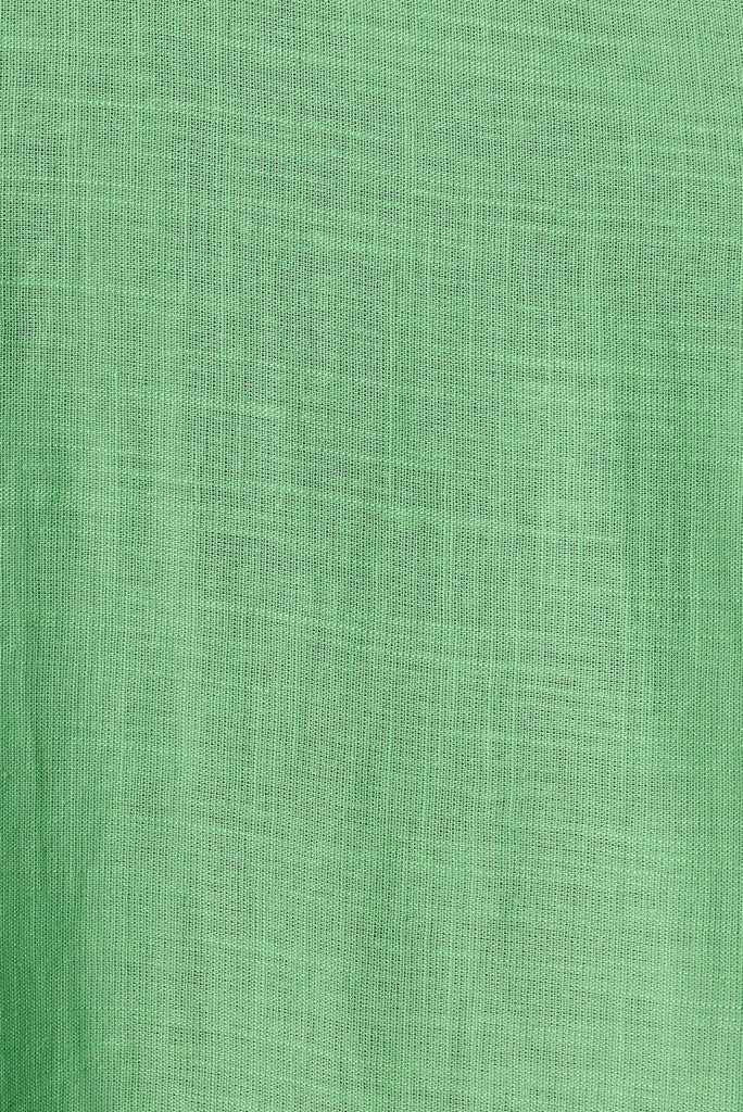 Bonjour Midi Dress In Green Linen Blend - fabric
