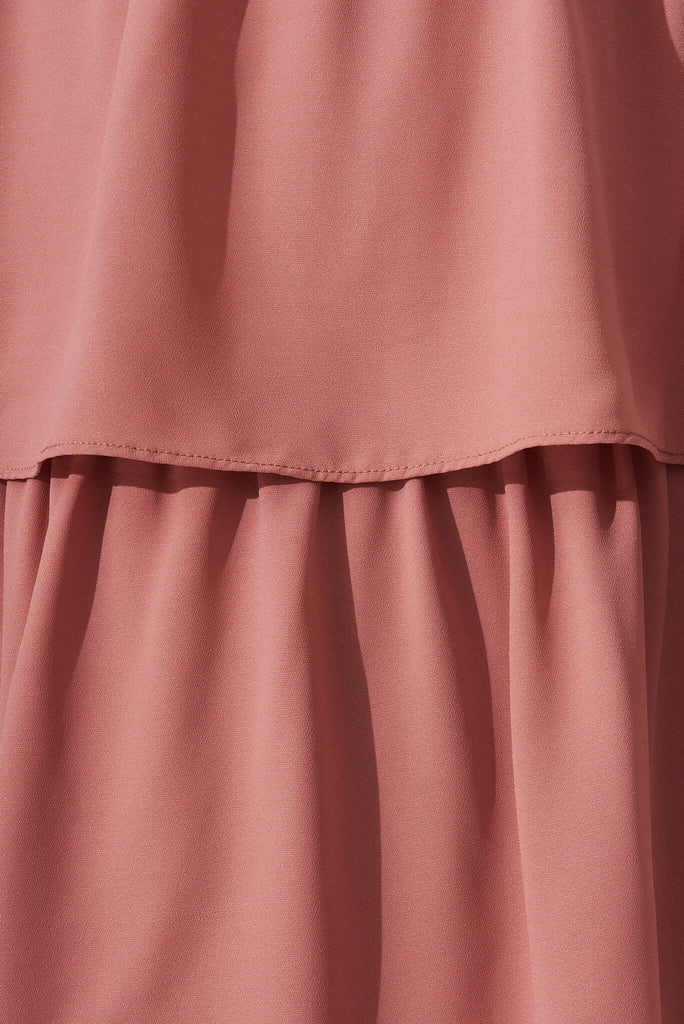 Reign Midi Dress In Dusty Rose Chiffon - fabric