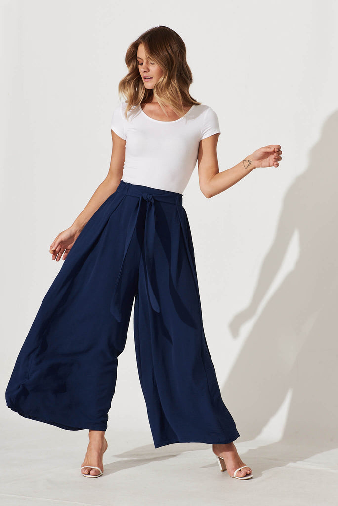 Page Pants In Navy - full length