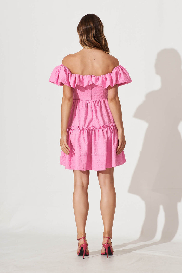 Moonlight Dress In Pink Textured Floral - back