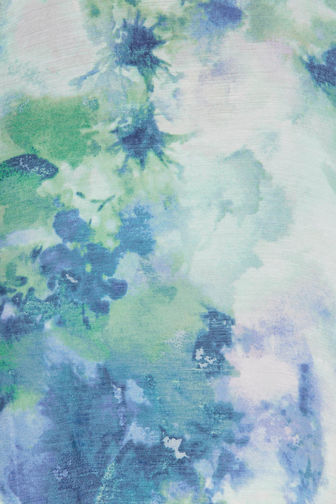 Jupiter Shirt In Blue With Green Watercolour Print - fabric