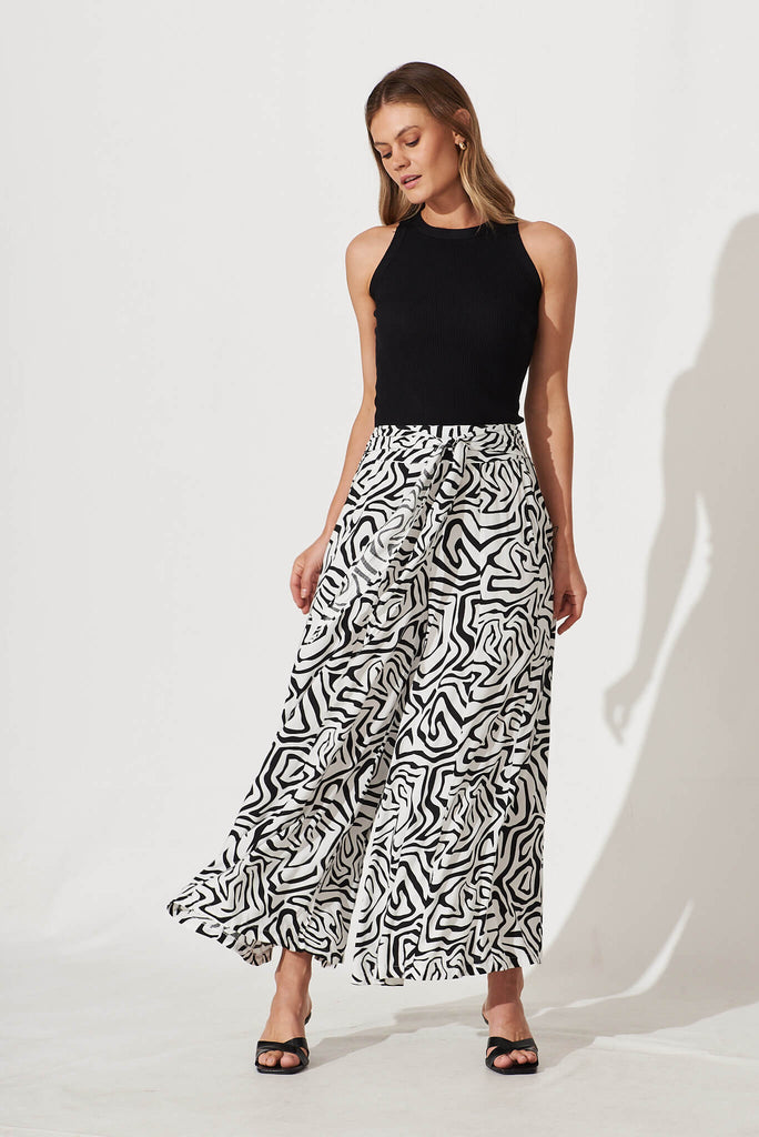 Visionary Pant In Black And White Swirl Print - full length