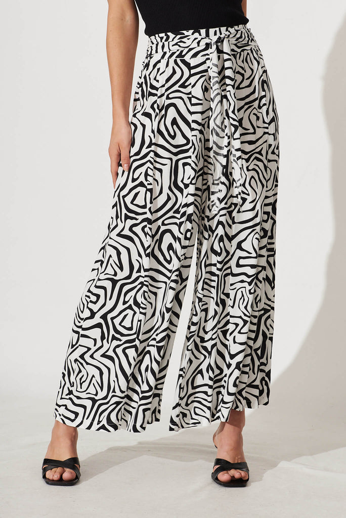 Visionary Pant In Black And White Swirl Print - front