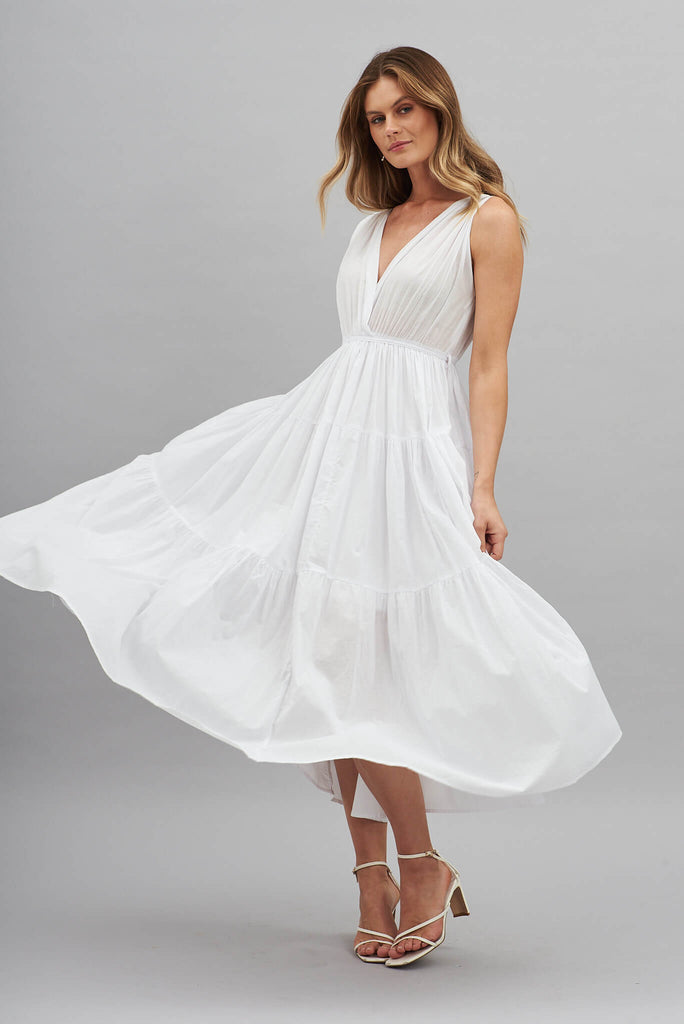Believe Maxi Dress In White Cotton - full length