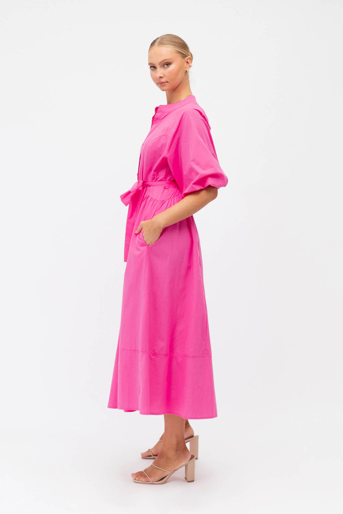 Entice Midi Dress In Hot Pink - side