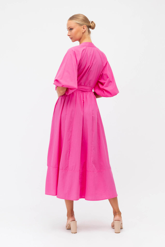 Entice Midi Dress In Hot Pink - back