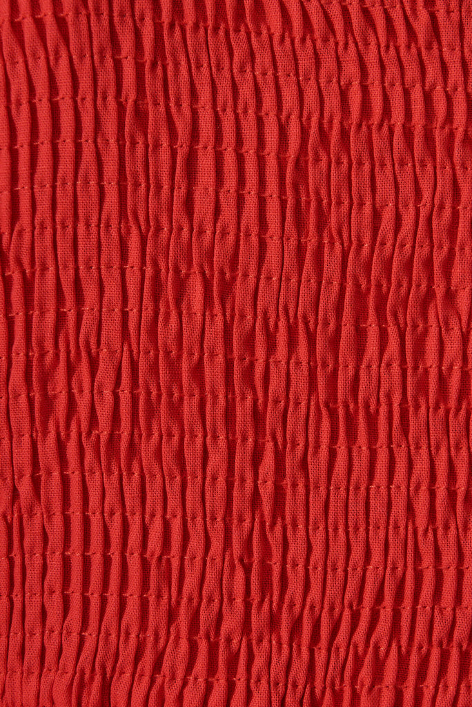 Caribbean Midi Dress In Red Cotton Linen - fabric