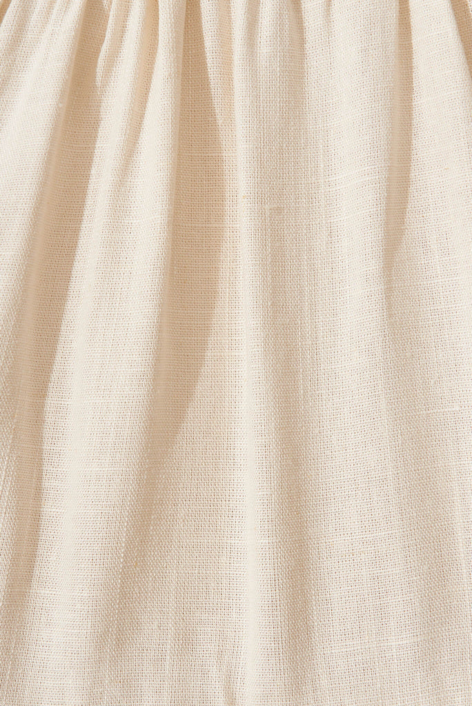 Caracelle Smock Dress In Cream Linen Cotton Blend - fabric