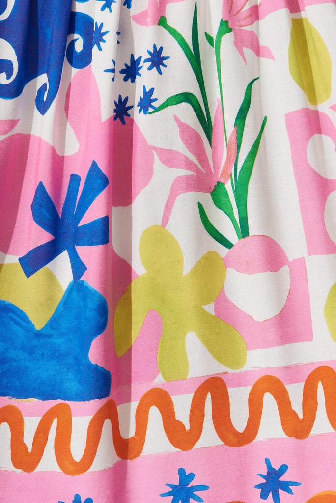 Escape Smock Dress In Bright Multi Print - fabric
