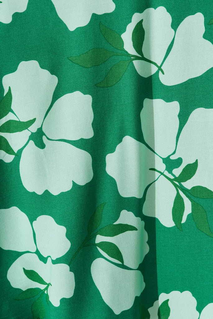 One Fine Day Midi Dress In Green Clover Leaf Print - fabric