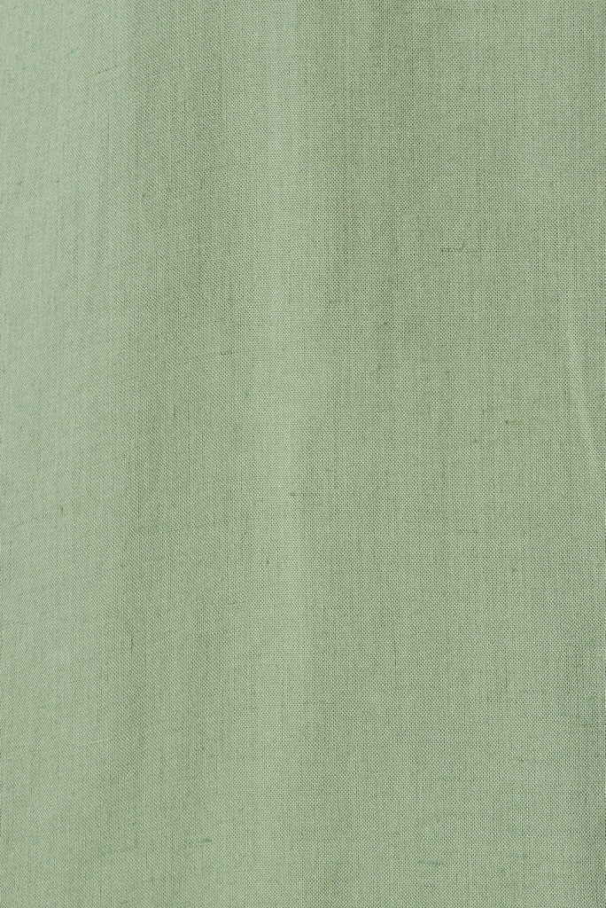 Carmeline Smock Top In Sage Linen Blend - fabric