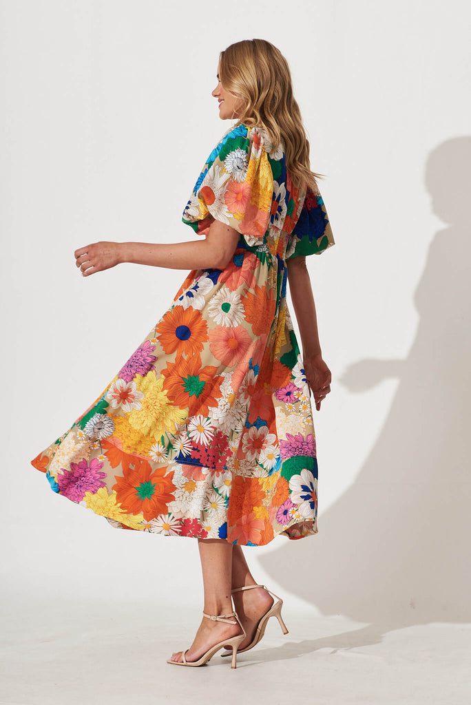 Daydreamer Midi Dress In Bright Multi Floral - side