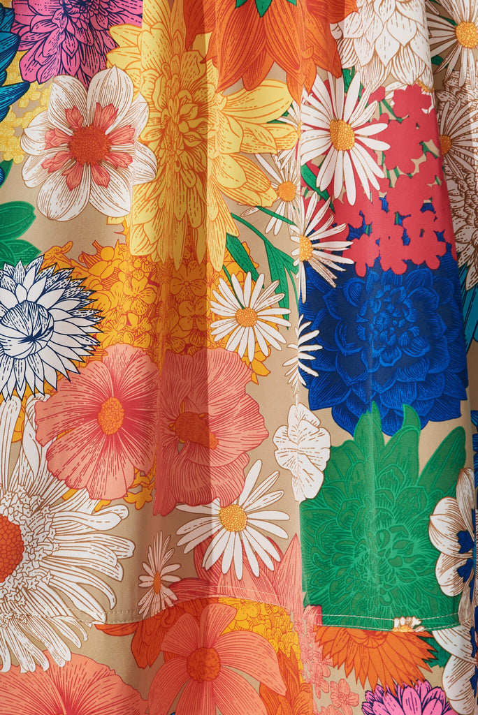 Daydreamer Midi Dress In Bright Multi Floral - fabric