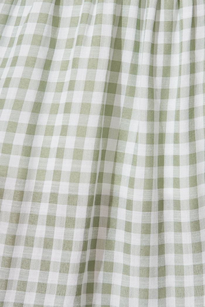 Jolly Midi Smock Dress In Green Gingham Check Cotton Blend - fabric
