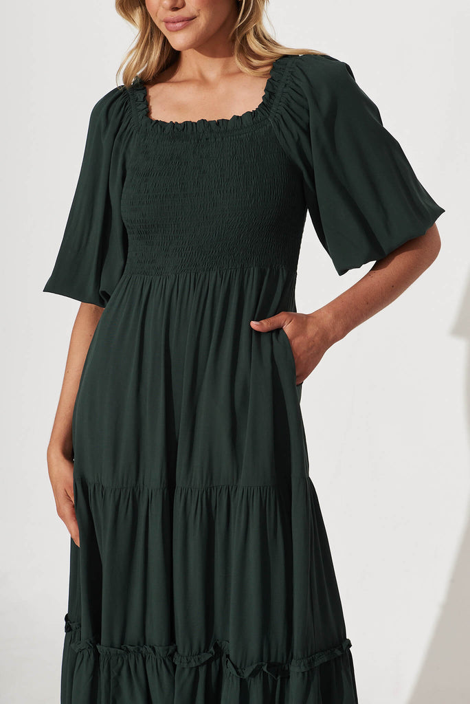 Lovejoy Midi Dress In Emerald - detail