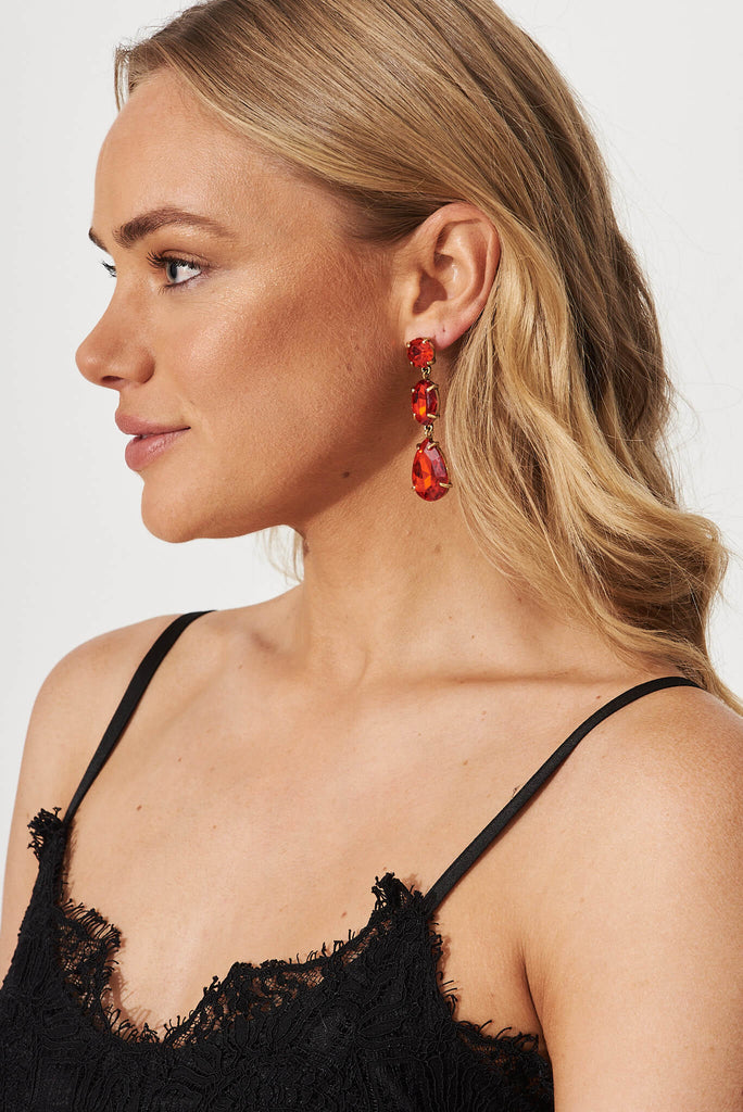 August + Delilah Lara Drop Earrings In Red - side
