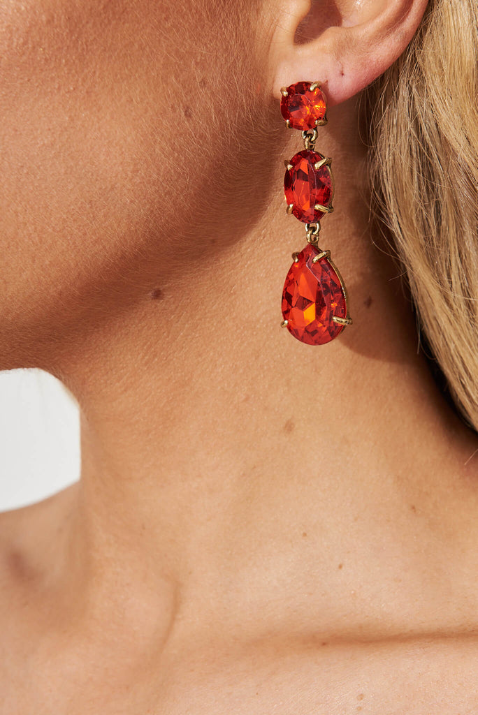 August + Delilah Lara Drop Earrings In Red - detail