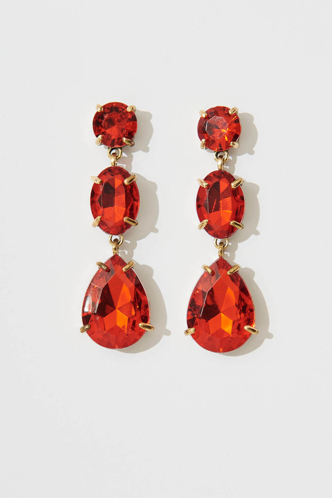 August + Delilah Lara Drop Earrings In Red - flatlay