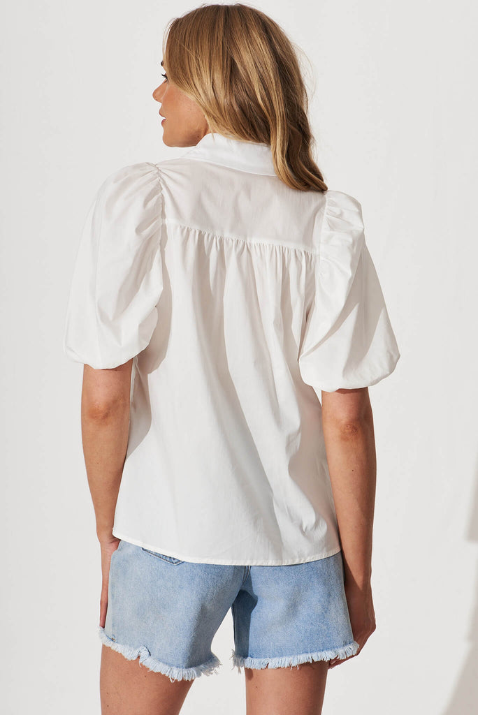 Andrea Shirt In White Cotton Blend - back