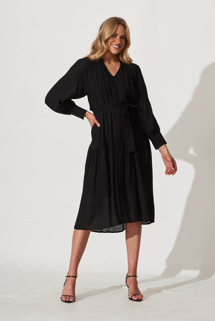 Ellora Midi Dress In Black - full length