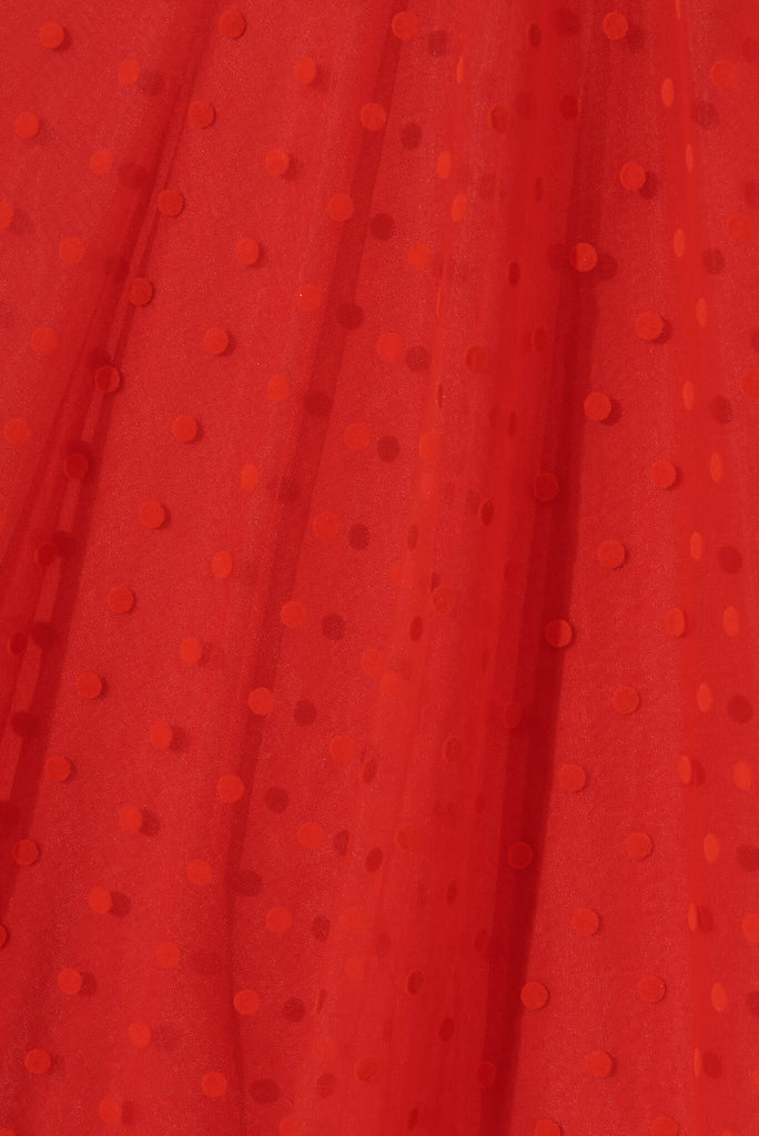 Juliet Midi Dress In Red Spot Tulle - fabric
