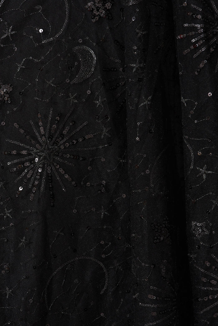Dazzle Maxi Dress In Black Sequin Tulle - fabric