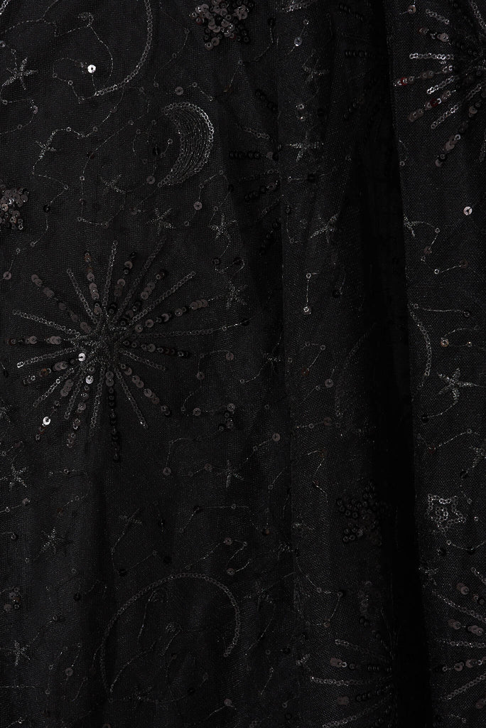 Dazzle Maxi Dress In Black Sequin Tulle - fabric