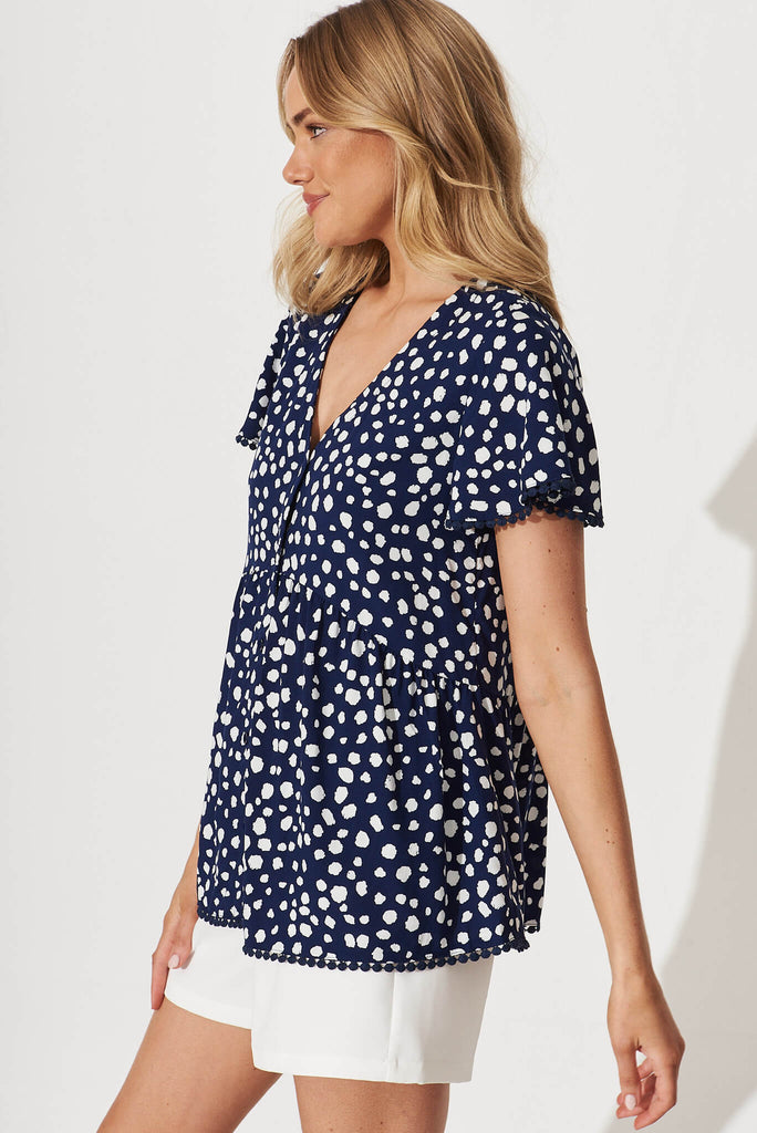 Darling Dreamer Top Navy With White Speckle - side